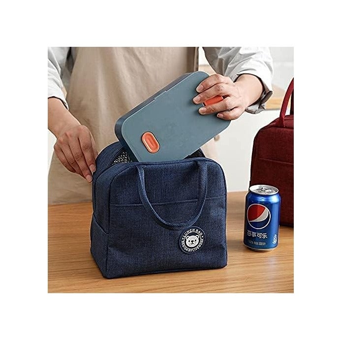 Insulated Lunch Bag Large Capacity Polyester Handbag - Leakproof Cooler Bag - Reusable Lunch Box for Student,Girl, Boy, Men, Women, Outdoor, Office, Picnic ( Blue ) - Image 3